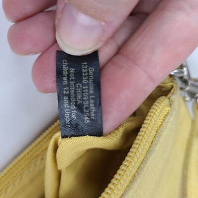 Fossil Vintage Yellow Pebbled Leather Wristlet Zippered Mini Bag