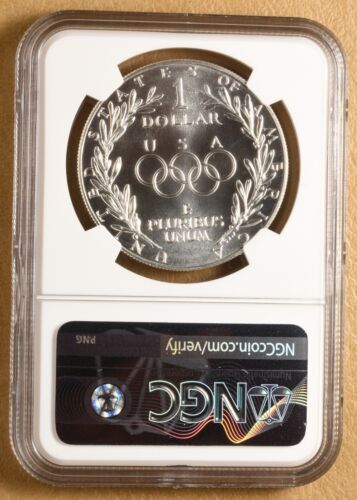 1988 D Olympics Commemorative Silver Dollar NGC MS70 - Picture 2 of 2