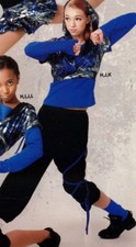 NWT Small adult Jazz Costume Foiled hoody crop jacket Sueded hiphop pants Black