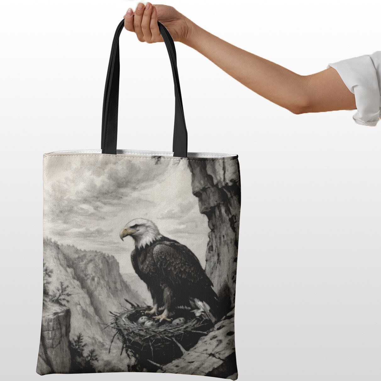 Reusable Eagle Print Tote Bag - Shopping, Daily Carry Gift Eco-Friendly