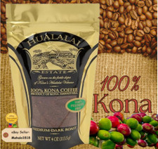  Hualalai 100 PREMIUM KONA COFFEE Medium Dark Ground 4oz. 1 Bag