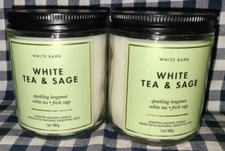 2-Pack NEW White Tea & Sage 25-45 burn hour Single Wick Candle Bath & Body Works