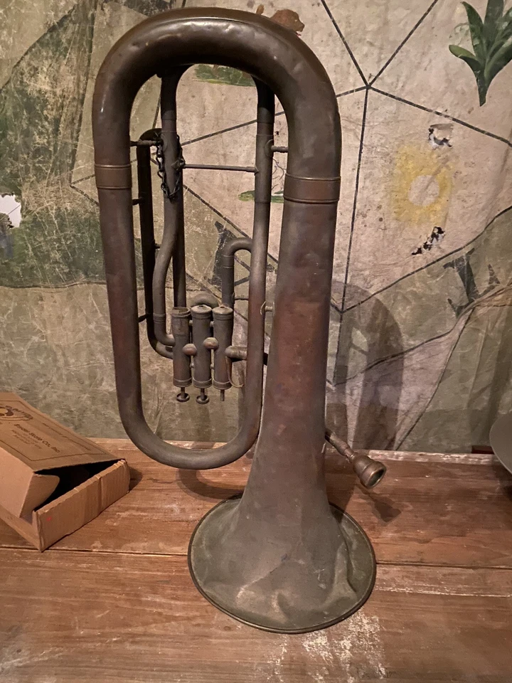 Antiguo Bar Decoración Vintage Panamericano Cuerno Alto Corazón de Alce Rojo Latón Años 1900 Foto 3 de 4