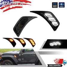 Sequential Amber Turn Signal Side Marker LED Lights For 2018-24 Jeep Wrangler JL