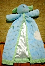 HTF Mud Pie Blue Puppy Lovey Security Blanket Blue green striped