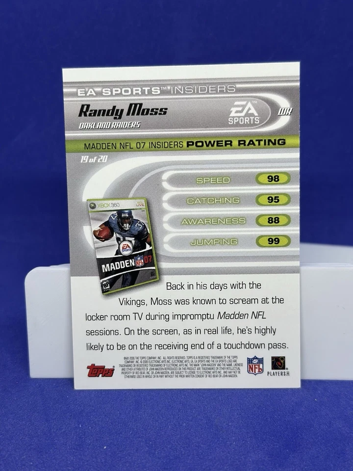 2006 Topps - EA Sports Insiders #19 Randy Moss - Image 2 of 2