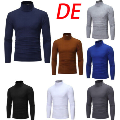 DE Männer Rollkragen Pullover Tops Langarm Pullovers Shirt Casual Slim Fit Shirt