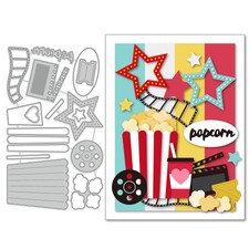 1pc Popcorn Cutting Dies Metal Movie Film Pentagram Embossing Stencils Die Cuts