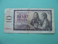 TCHÉCOSLOVAQUIE 1960 10 Korun, série H. Pick 88b. Tchèque, Slovaquie. VRAI !
