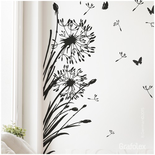 Adesivo Murale Soffione E Farfalle Adesivo da Muro Parete Era Fiore w322 - Imagen 2 de 9