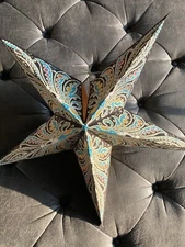 Star Paper Lantern With Bulb Cover. Lamp Shade. Bohemian. Colorful