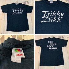 TRIKKY DIKK - Vtg 1990s Fruit Of The Loom Heavy Black T-shirt, Mens LARGE