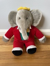 Gund Babar the Elephant Plush Vintage Macys 15" Stuffed Animal Red Suit 1988