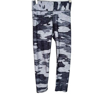 TEREZ Pants Womens Small Heather Black Gray Camo Hi-Shine Capri Leggings