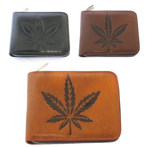 Zippered Bifold Wallet Marijuana Prints ID Credit Card Money Holder ...