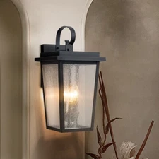 18'' Large Outdoor Wall Sconce Waterproof,Matel Black Outside Porch/Patio Light