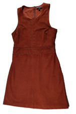 Express Size 2 Brown Faux Suede Shift Dress Grommet Detail Zip Back Lined