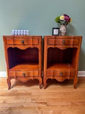 John Widdicomb French Provincial Louis XV Cherry Wood Nightstands, Circa 1940s