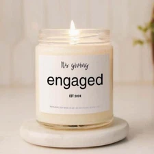 Personalized Engagement Gift Candle for Her It's Giving Engaged Candle Keepsake