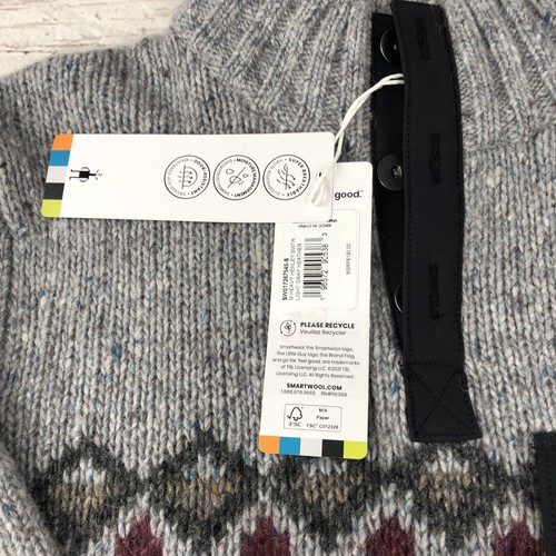 New Smartwool Sweater Mens Small Fair Isle Nordic Heavy Henley Merino Wool Cozy - Picture 5 of 14