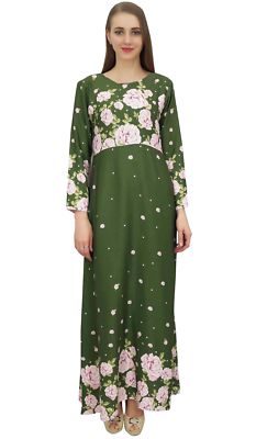 Bimba Frauen Casual Floral Digital gedruckt lange schwarze Maxi Designer-Kleid