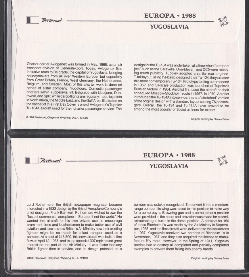 Yugoslavia 1988 2 FDC EUROPA TRANSPORTE Y COMUNICACIÓN + CACHÉ ARTESANAL Foto 2 de 2