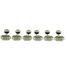 Kluson 3x3 Deluxe Tuners, Double Line, SafeTi Post, Nickel , Metal Oval Buttons