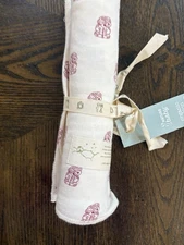 Organic Cotton Nature Baby Swaddle Blanket Baby Cream Tiki Pattern NWT $32retail