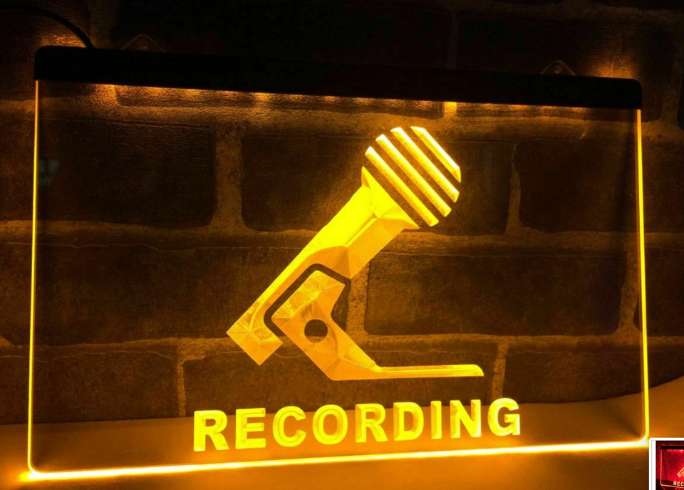 Issuses Sign RECORDING 3D LED Neon Light Sign For Studio Podcast Music Radio Room ...
