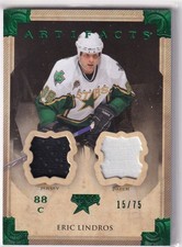 13/14 UD ARTIFACTS ERIC LINDROS DUAL GAME JERSEY PATCH /75 #26