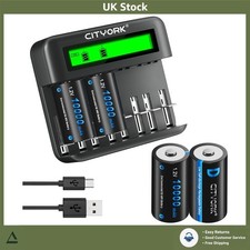 Rapid 8 Slot AA AAA C D Ni-MH Charger with 4 D Cell 10000mAh Batteries