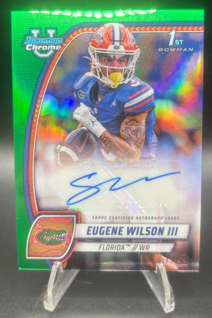 2024 Bowman Chrome U Eugene Wilson III RC #PA-EWI 1st Auto Green SP /99 Florida