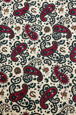 VIP CRANSTON - PAISLEY IN RED  GREEN COTTON-- BY THE YARD