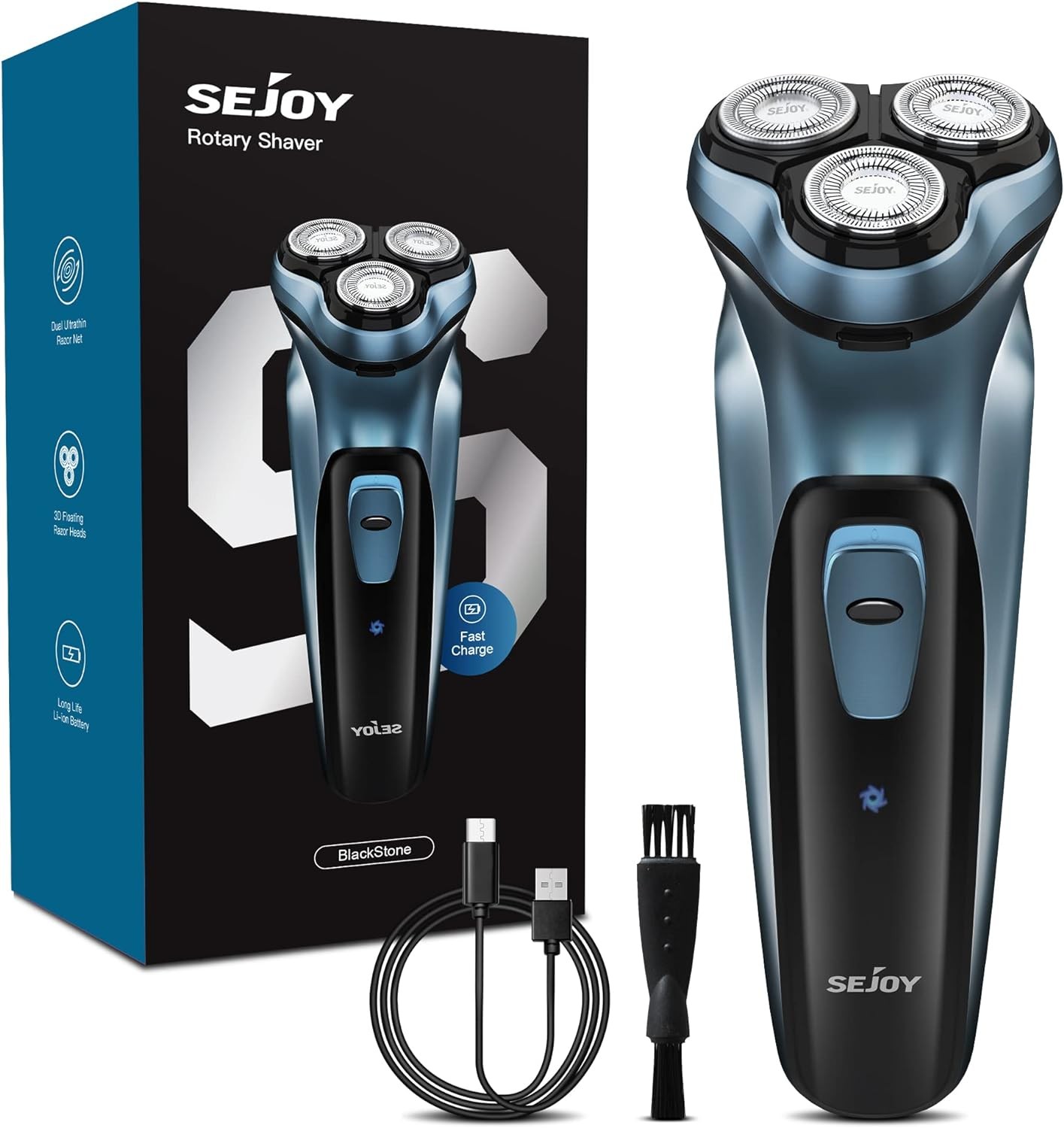 Sejoy TXD-BLASTO1 Mens Electric Shaver Razor for Men Face, Beard Trimmer, Blue