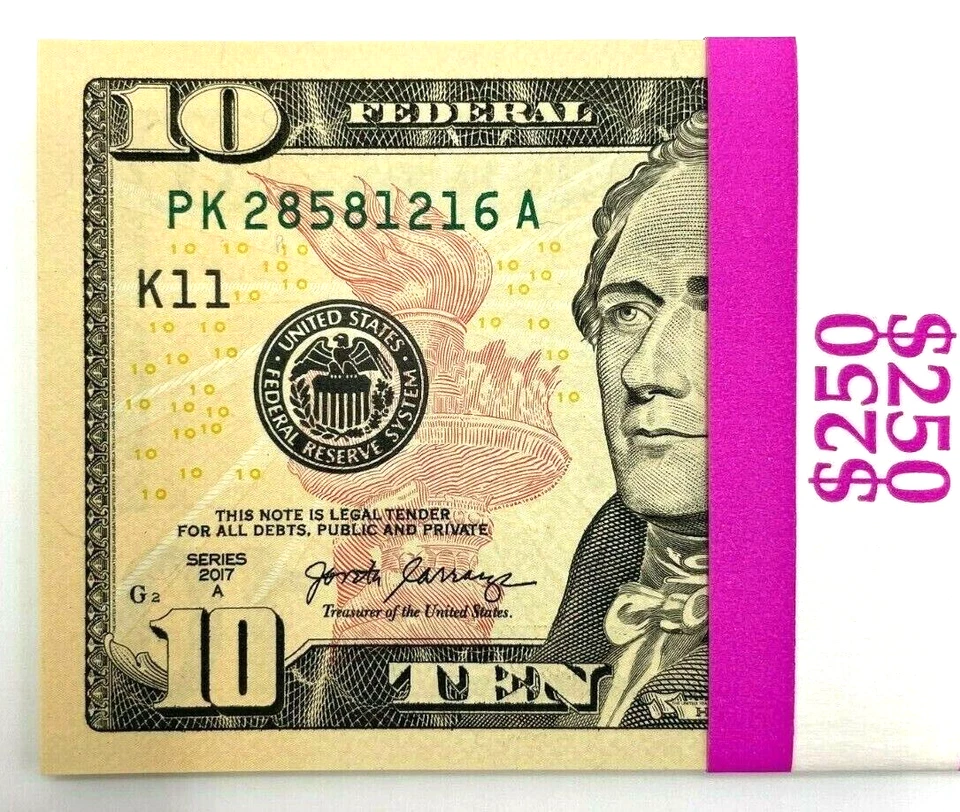 NEW Uncirculated TEN Dollar Bills Series 2017A $10 Sequential Notes Lot of 25 - Image 4 of 4