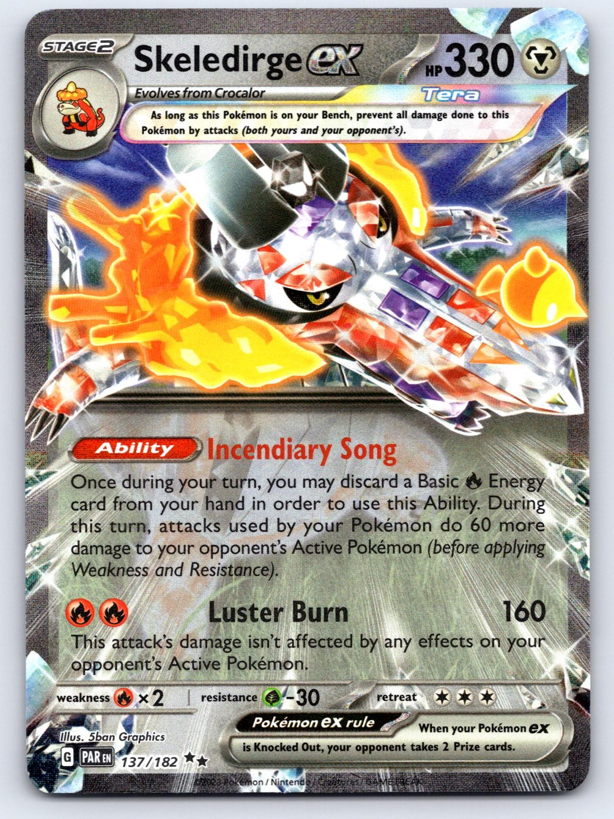 Skeledirge ex 137/182 Double Rare Paradox Rift Pokemon Holo Near Mint