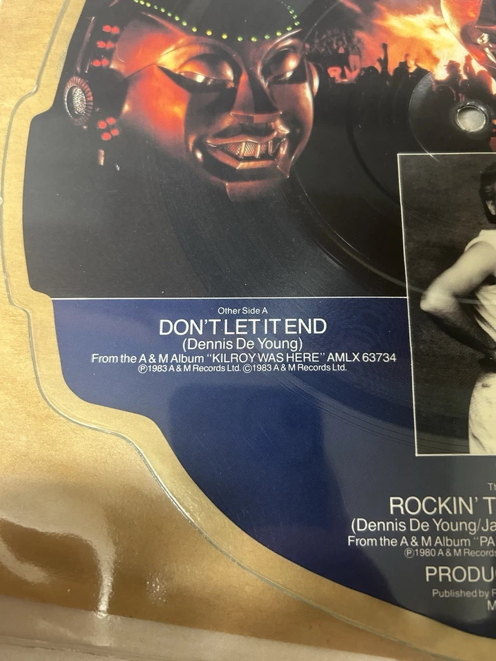 STYX Don't Let It End Shaped Picture Disc Pic Lp 1983 A&M Records AMX 120 UK - Image 4 of 4