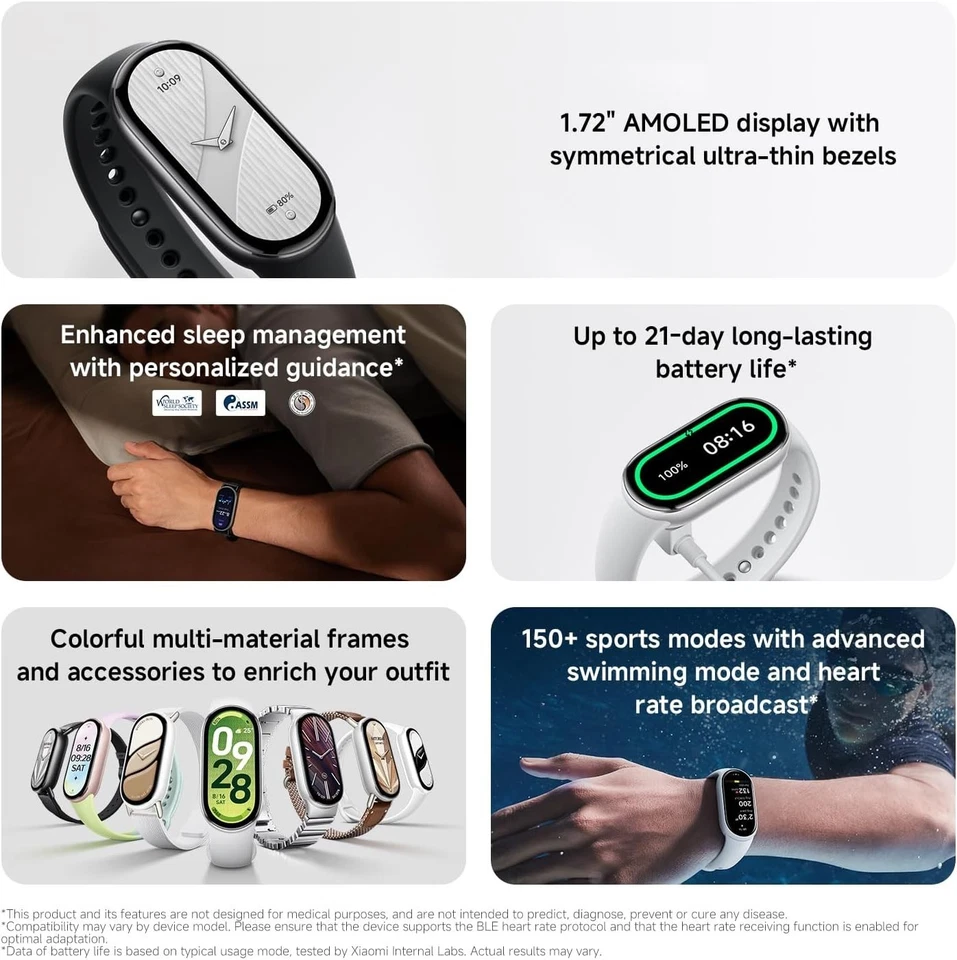 小米 Mi Smart Band 10 (2025) 全球版 - 1.72 英寸 AMOLED 显示屏黑色 — 第 3/4 张图片