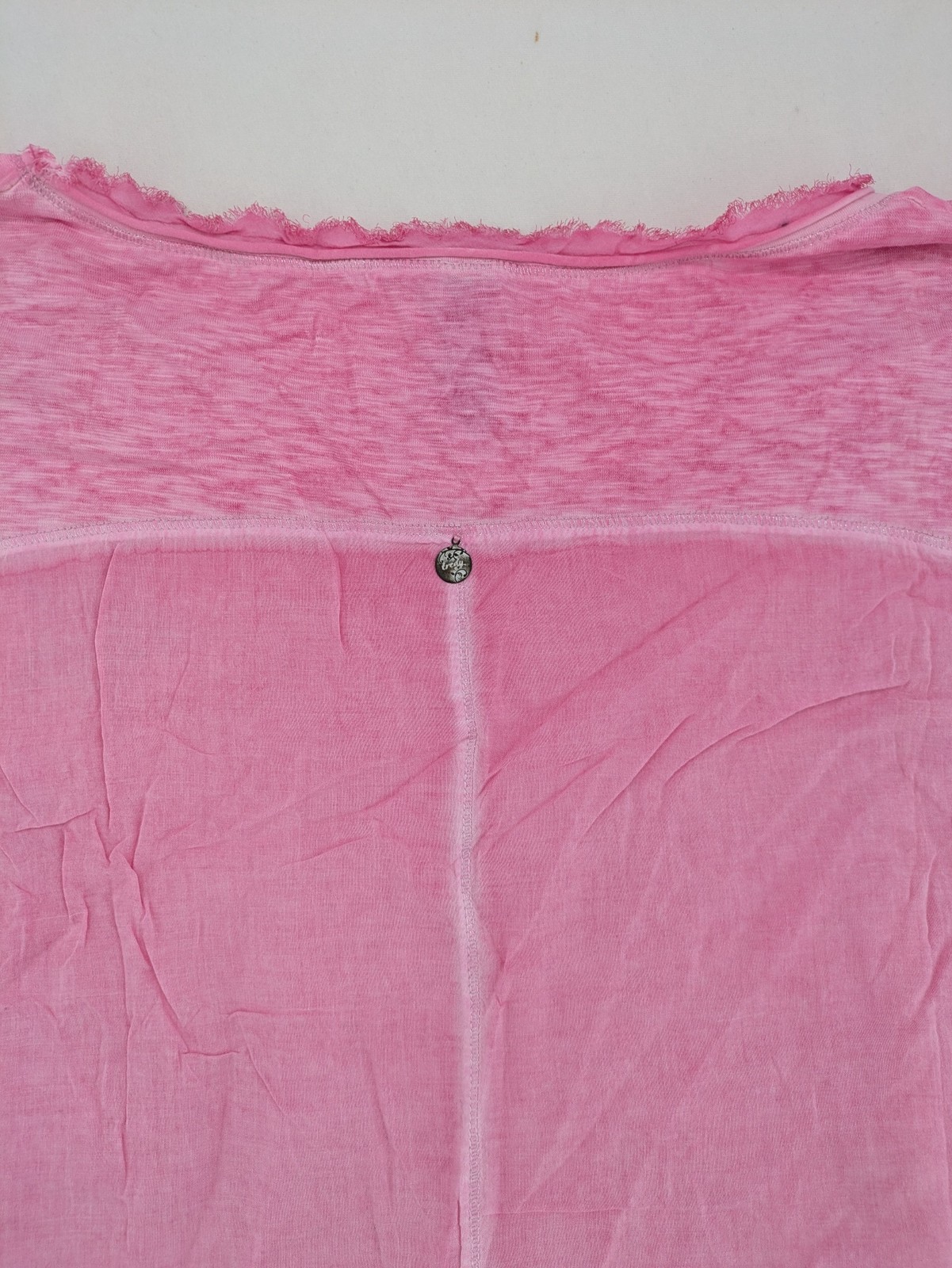 Tredy Damen T-Shirt Gr 48 Rosa Patches Strass Sterne Peace Lagenlook Top image 8