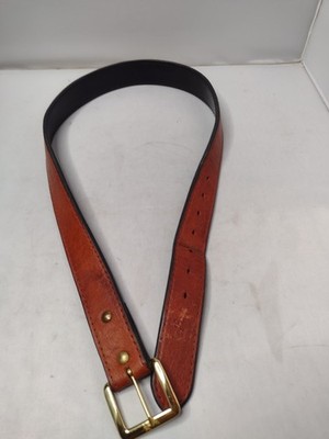 Yoder Leather Company Mens Bison Leather Brown Western Belt 34 Thick B25