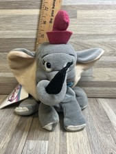 Disney Store Dumbo Grey Elephant Plush Stuffed Animal Holding Feather w/ Tags