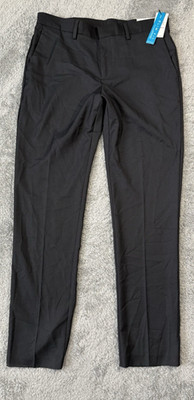 NWT Perry Ellis Portfolio Mens Dress Pants 32x32 Black Slim Fit Travel Luxe 