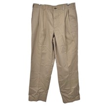 Tommy Hilfiger Mens Pleated Tommy Khakis Wrinkle Resistant Tan Pants 34x32 NEW