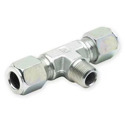 Parker 4-4-4 Sbu-S Tee, Steel, Comp1/4'', 1/4'', Mnpt1/4'', Nptf