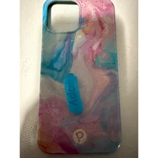 Loopy Case iPhone 12 Pro Max Pink Blue Swirl Phone Cover Protection Grip