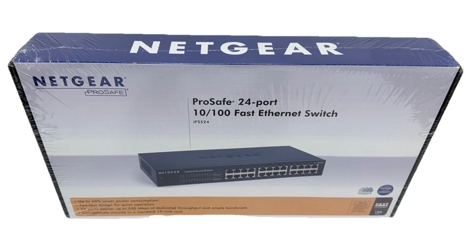 Netgear ProSafe JFS524 24 Port 10/100Mbps Ethernet Switch - New Sealed - Image 3 of 4