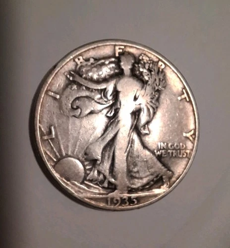 1935 Walking Liberty Silver Half Dollar-Very Fine Quality Coin - FREE SHIPPING