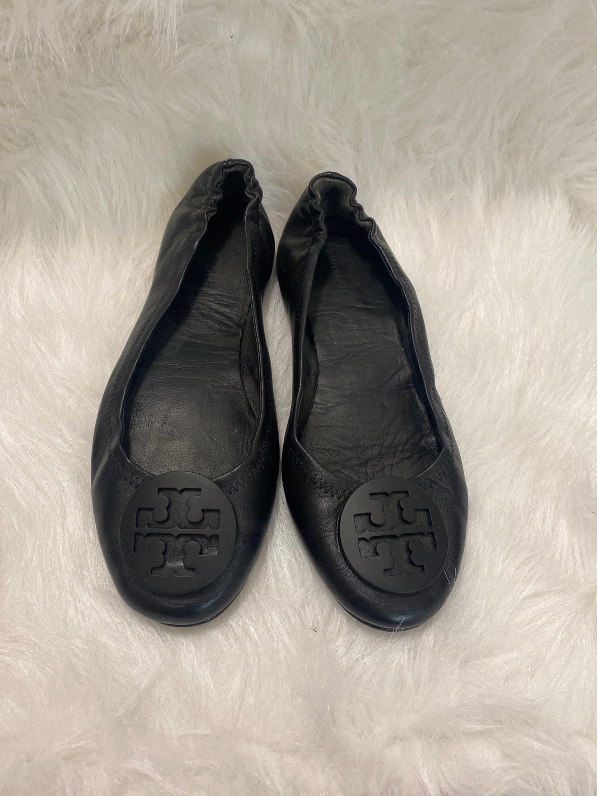 New! Womens Tory Burch Reva Travel Perfect Black / Black Ballet Flats. Size 9M