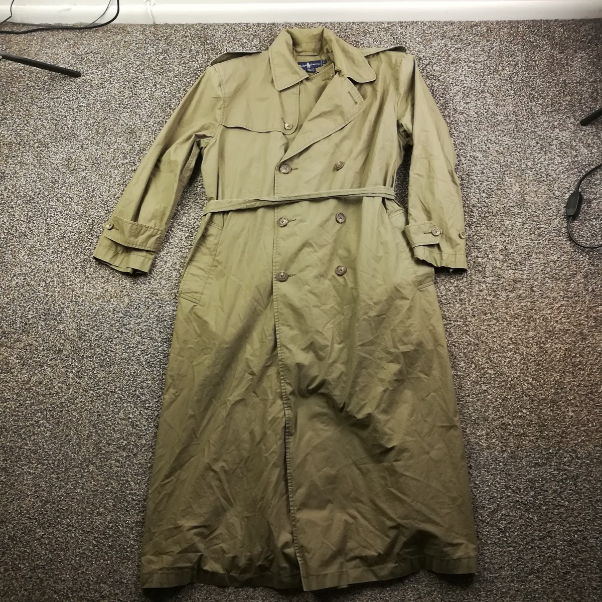 Vintage Ralph Lauren Trench Coat Double Breasted Military Long