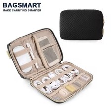 BAGSMART Electronic Accessory Organizer BM0101003AN - Black Geometric Quilted
